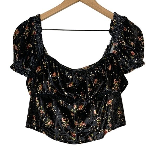 NWOT Free People Louis Velvet Floral Top. Size Medium - Picture 4 of 7